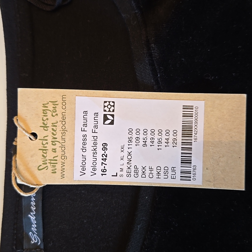 NWT Gudrun Sjödén Black Velour Dress Size Large - Picture 4 of 9
